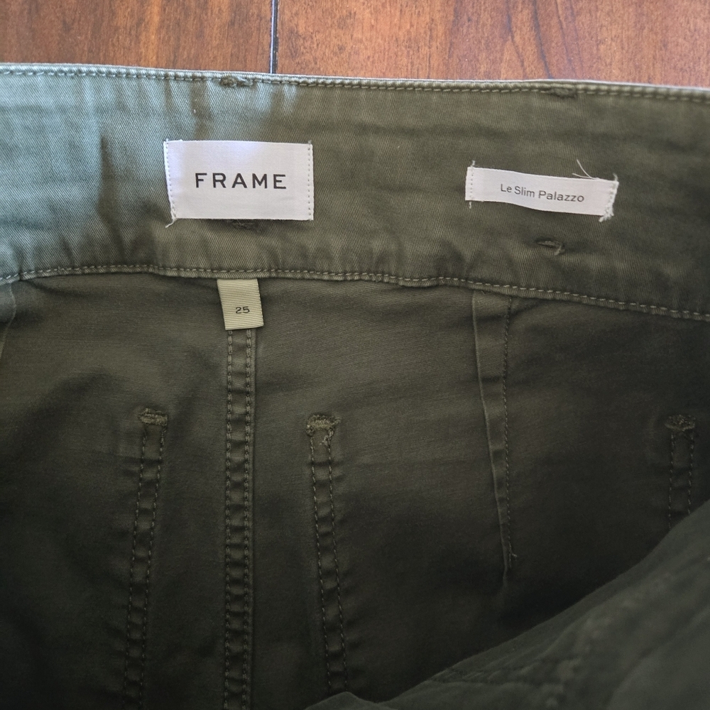 Frame Women's Double Waistband Slim Palazzo Wide Washed Surplus Pants Size 25 - Picture 9 of 12